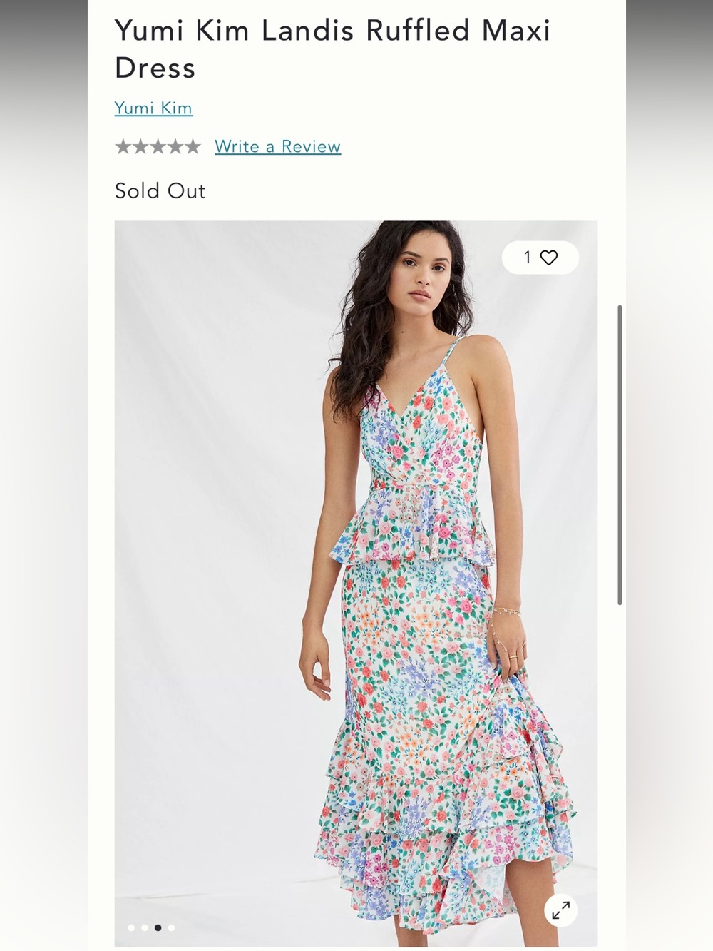 Yumi Kim Floral Peplum Ruffled Maxi Dress in White, Pink, Blue, Green